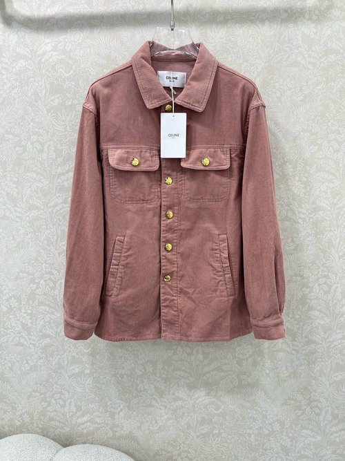 Celine Retro Pink Shirt Jacket with Emblem Buttons