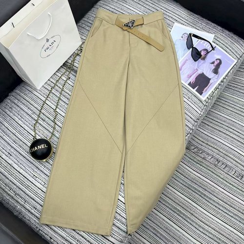 Prada Recommended Early Autumn Suit Wide Leg Pants with Belt