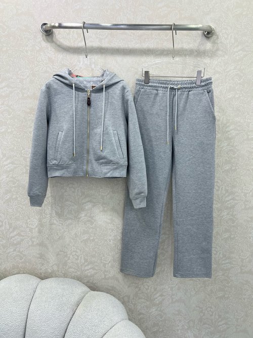Louis Vuitton Double-Sided Zip Hoodie and Straight-Leg Pants Set with Monogram