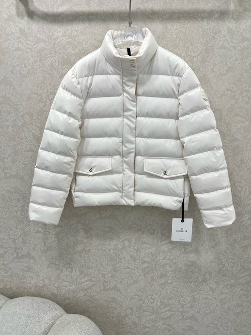 Moncler Short-Sleeved Down Jacket with Classic Pockets and Arm Patch
