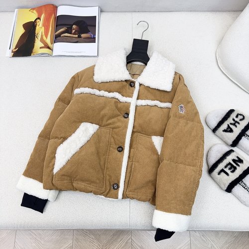 Moncler Spliced Eco-Fur Down Jacket, Light and Warm