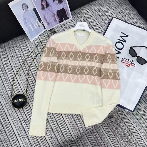 Moncler Recommended Early Autumn Color-blocked V-neck Sweater with Logo