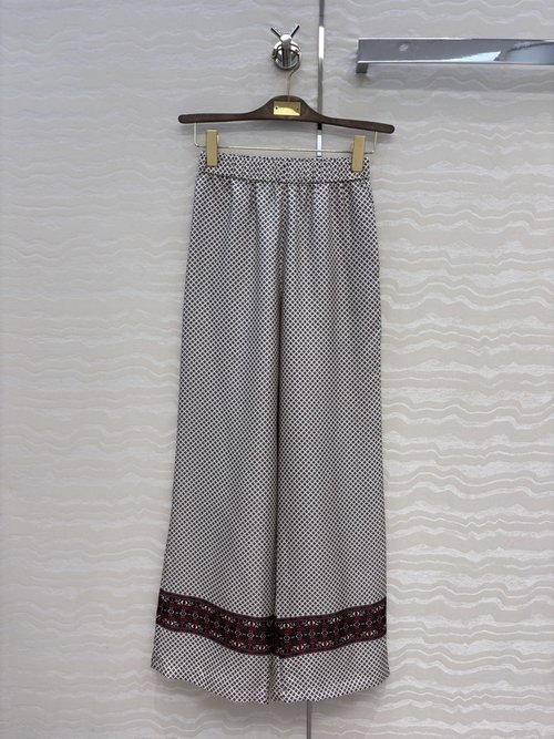 Loro Piana Exclusive High - End Floral - Printed 100% Silk Wide - Leg Straight Pants