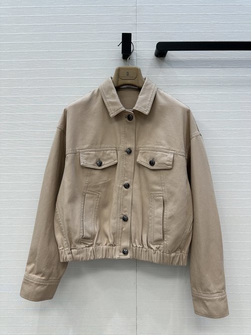 Brunello Cucinelli Highly Recommended: Distressed Pink Denim Jacket with Custom Logo