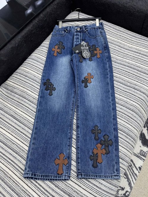 Chrome Hearts Cross Patchwork Jeans with High - End Craftsmanship