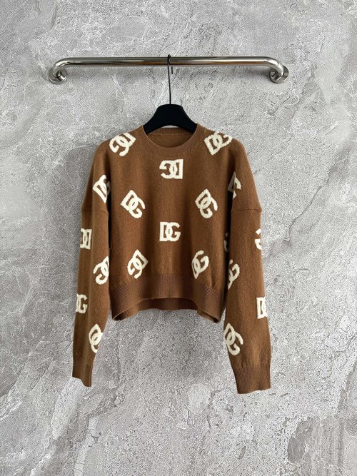 Celine Cozy Loop Logo Knitted Sweater in Warm Camel