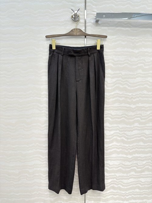 Loro Piana High - end Linen Straight - leg Trousers for an Elegant Appearance