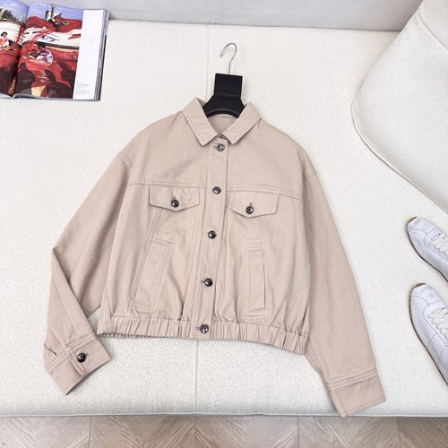 Brunello Cucinelli Vintage Pink Washed Denim Jacket, Unique Design