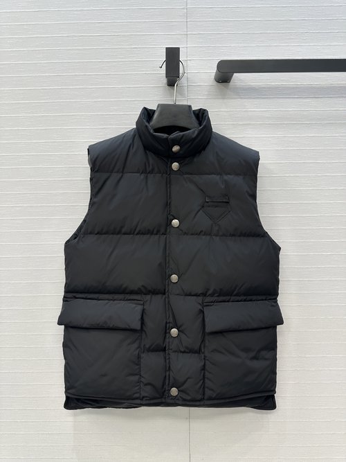 Prada American Street - style Down Vest with Metal Buttons for a Stylish Look