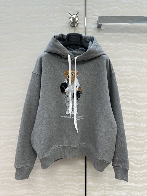 Polo Ralph Lauren Hooded Boxing Bear Print Sweatshirt, American - Inspired Style