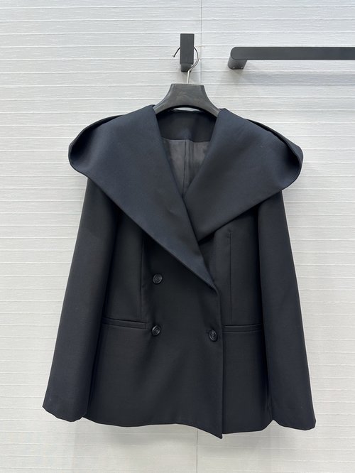 Alaia Black Wool Hooded Suit Jacket with Elegant and Stylish Design