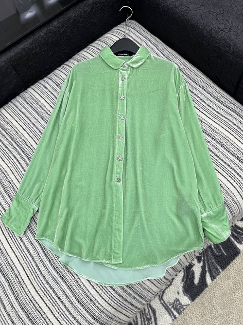 Chanel Handmade Silk Velvet Shirt, Exuding Luxury and Elegance