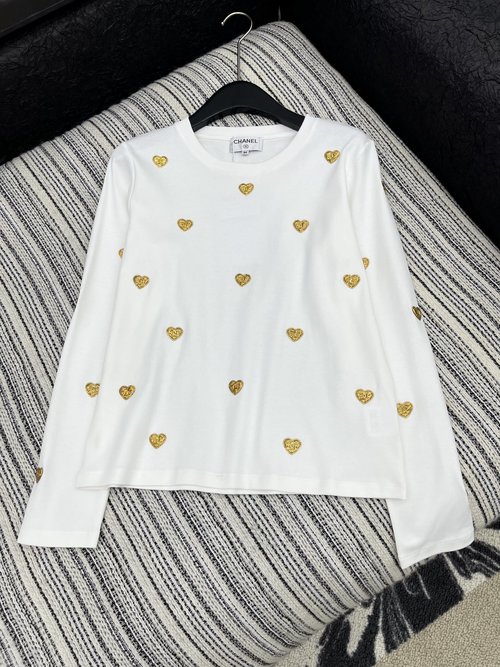 Chanel Long-Sleeved T-Shirt with Double C Metal Badges
