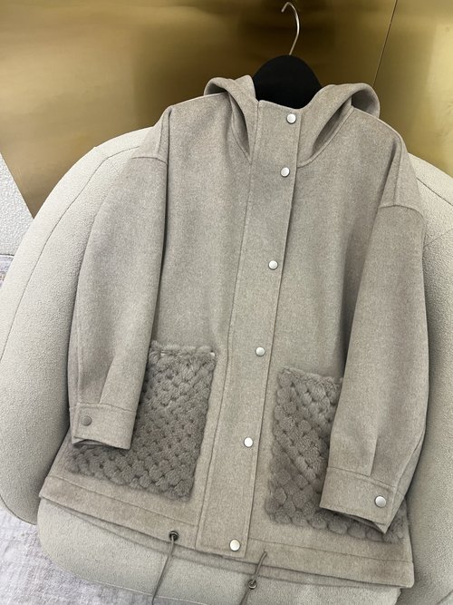 Versace Oversize Mink Hooded Coat with Cashmere and Wool