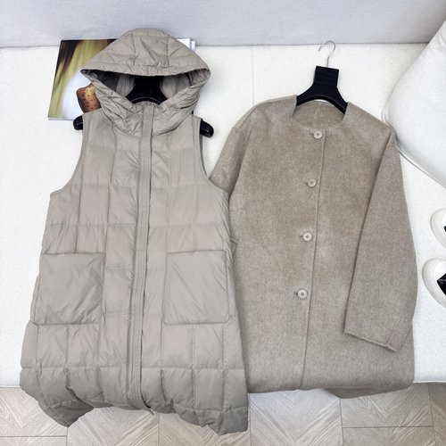 Max Mara Detachable Cashmere Down Vest and Coat Set