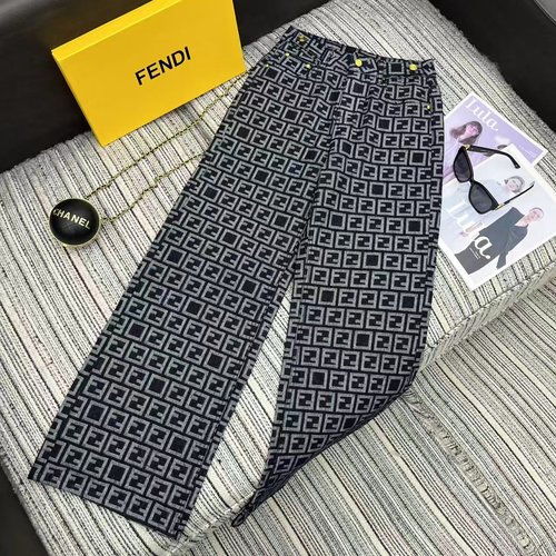 Fendi Classic Double F Jacquard Straight-leg Jeans