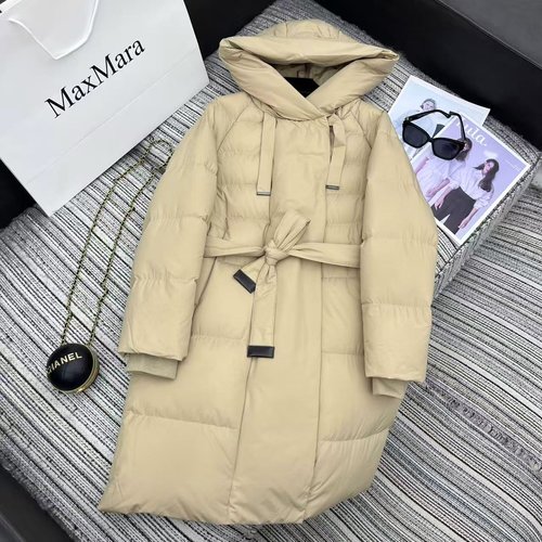 Max Mara Recommended Max Series Hooded Long Down Jacket with 90% White Goose Down