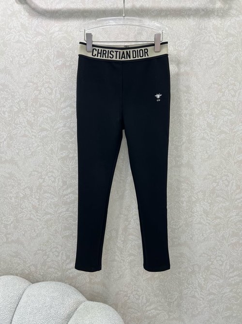 Dior Skinny Leggings with Bee Embroidery, Suitable for Yoga