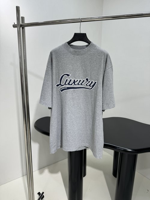Balenciaga Luxury Embroidered Frayed Vintage Knit T-Shirt