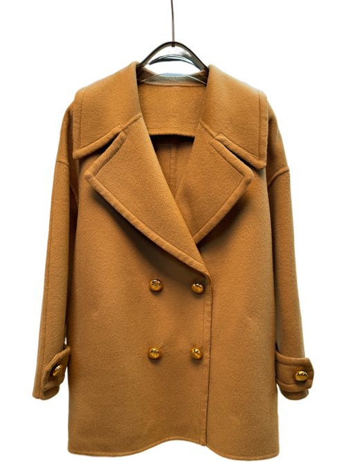 Loewe Casual Woolen Coat in White and Camel, 90% Wool 10% Cashmere