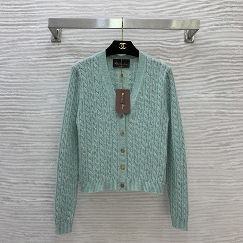 Loro Piana High-end Customized Knit Cardigan with Gold Buttons