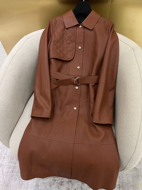 Hermes Exquisite Long Trench Coat Made of Spanish Imported Nappa Leather