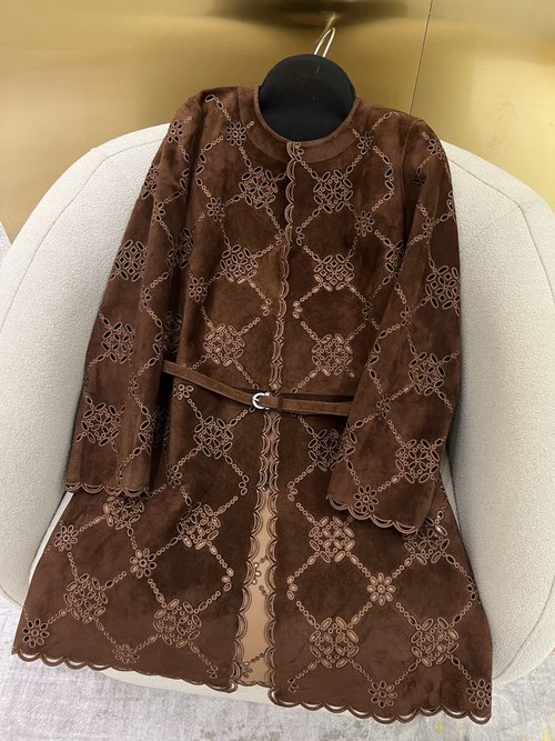 Loro Piana Heavy-work Cutwork Embroidery Goat Suede Garment