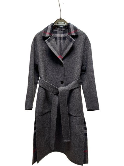 Burberry Long-length Suit Collar Belted Coat in Camel and Dark Grey