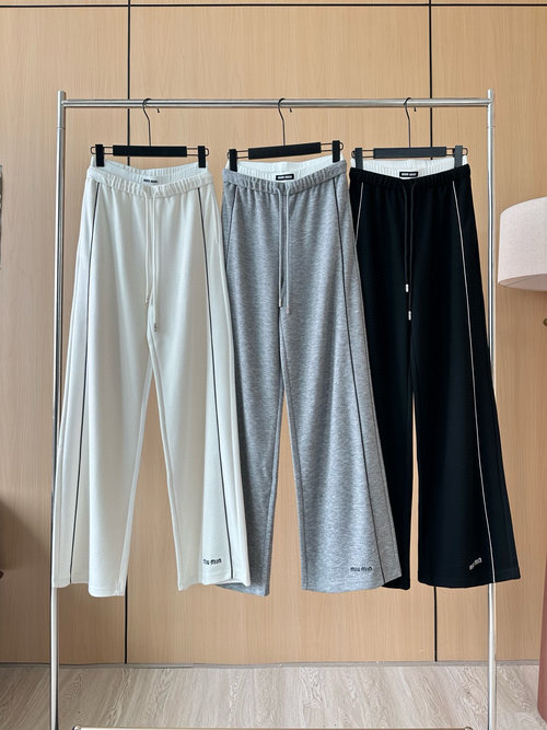 Miu Miu Designer Casual Pants with Contrast Waistband