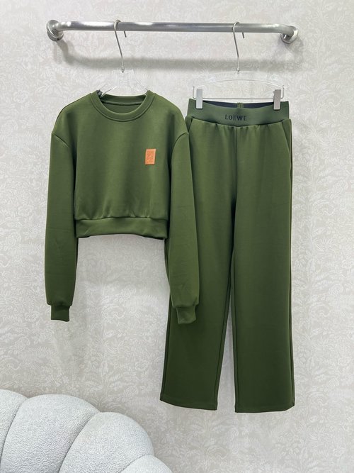 Loewe Retro Logo Embroidered Sweater and Wide-Leg Pants Ensemble