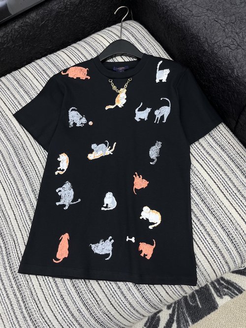 Louis Vuitton Exquisite Print Short-Sleeve T-Shirt Suitable for All Outfits