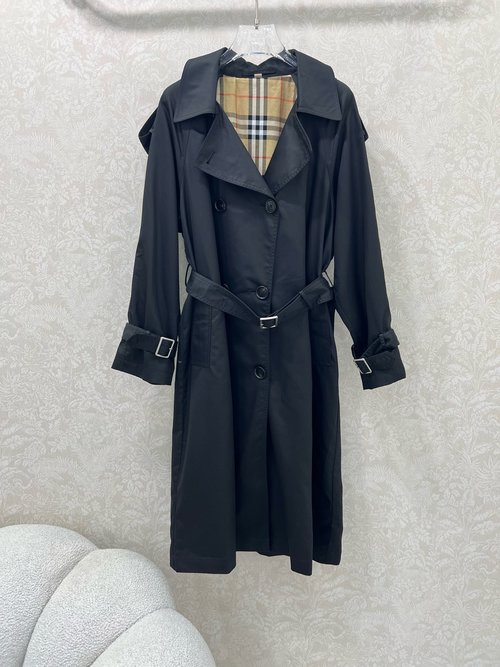 Burberry Long Trench Coat with New Season Checked Lining and English Craftsmanship
