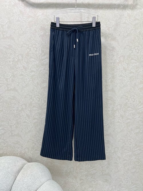 Miu Miu Striped Wide - leg Trousers, Miu - style Slimming Look