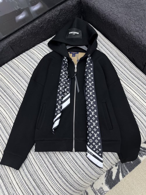 Louis Vuitton Classic Silk-decorated Air-cotton Hooded Coat with Loose Fit and Various Styles