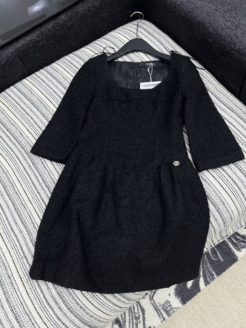 Chanel Luxurious Knitted Tweed Round Neck Gown