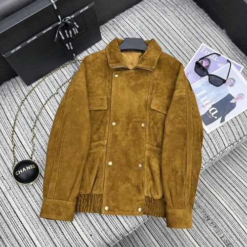 Yves Saint Laurent Gorgeous Double-Breasted Suede Sheepskin Jacket