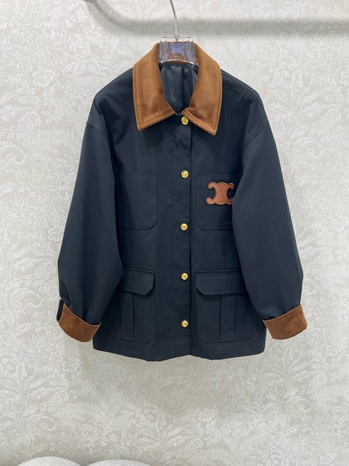 Celine Corduroy Collar Lapel Jacket with Minimalist Luxury Appeal