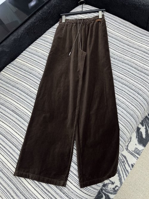 Miu Miu Heavy-Duty Drawstring Waist Velvet Casual Trousers
