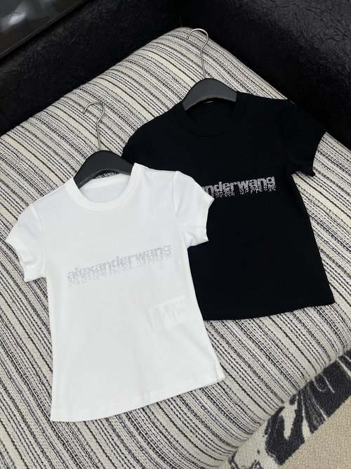 Alexander Wang Customized YB Cotton Short-sleeved Top with Tassel and Rhinestone Accents