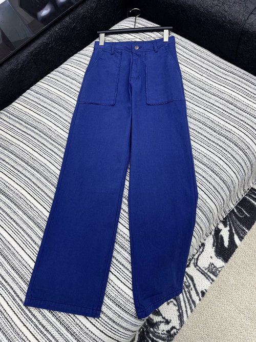 Hermes Original Custom Solid Color Lace Spliced Casual Trousers