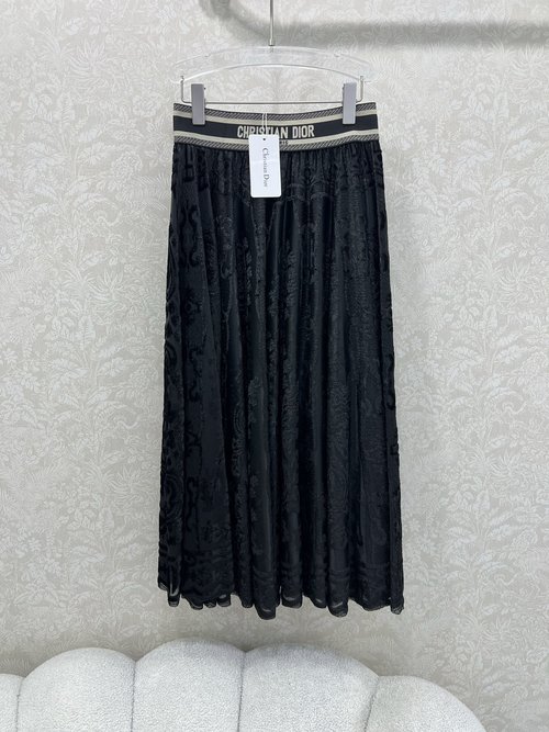 Dior Customized Lace Midi Skirt with Embroidered Flounces for a Sophisticated Look