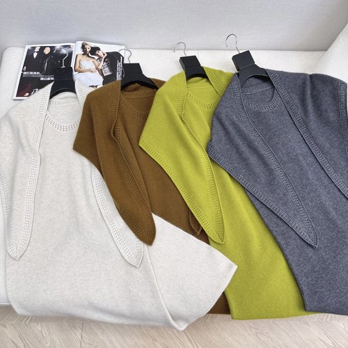 Loro Piana Round - neck Wool Sleeveless Dress and Shawl Two - piece Set