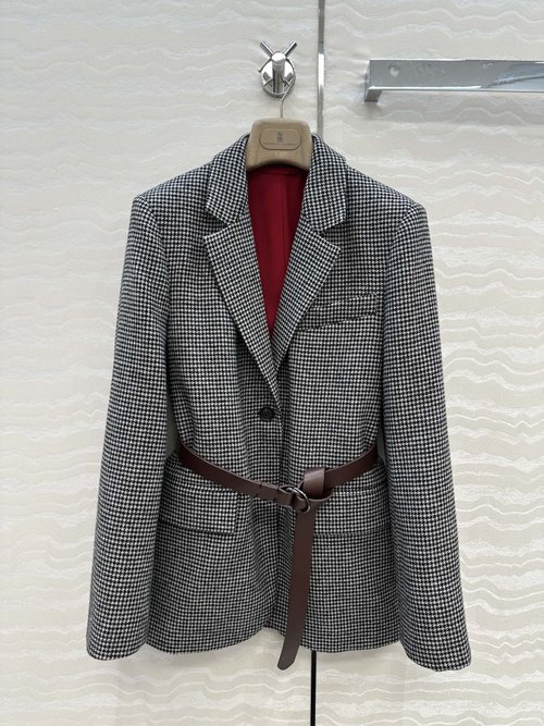 Brunello Cucinelli Exclusive First Release: High-end Wool Suit Jacket with Leather Belt