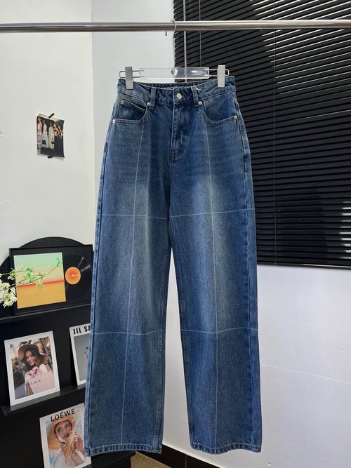 Louis Vuitton Fashionable Crease Design Straight-Leg Jeans