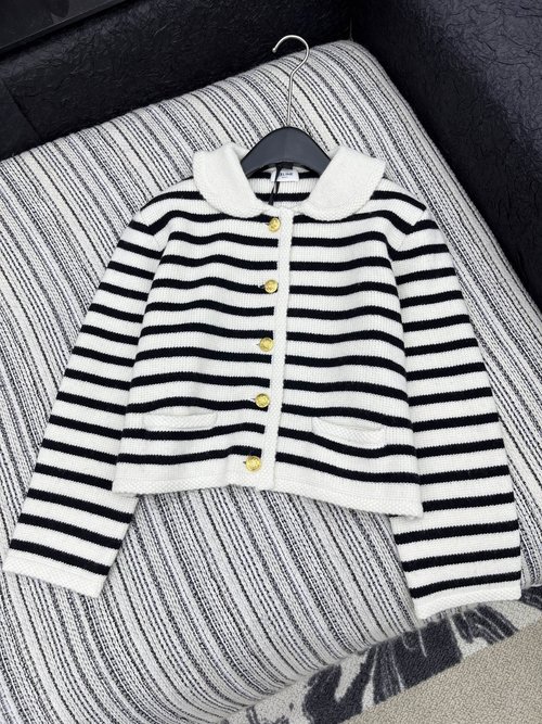 Celine Classic Striped Knit Jacket Made of Custom High - Quality Fabric