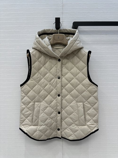 Brunello Cucinelli Exclusive Premiere: Quilted Cotton Vest with Italian Copper Chain Accent