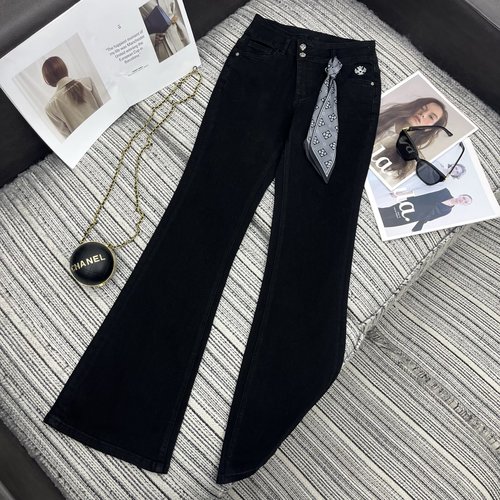 Chrome Hearts New Cropped Flared Denim Trousers with Embroidered Waist