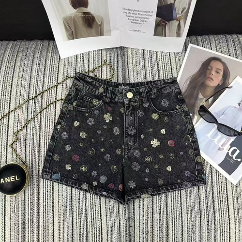 Chanel Highly Recommended Graffiti Denim Shorts for a Stylish Appearance