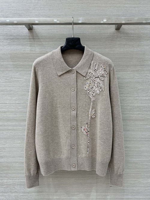 Brunello Cucinelli Exclusive First Release: Glittering Embroidered Knit Cardigan for a Refined Look