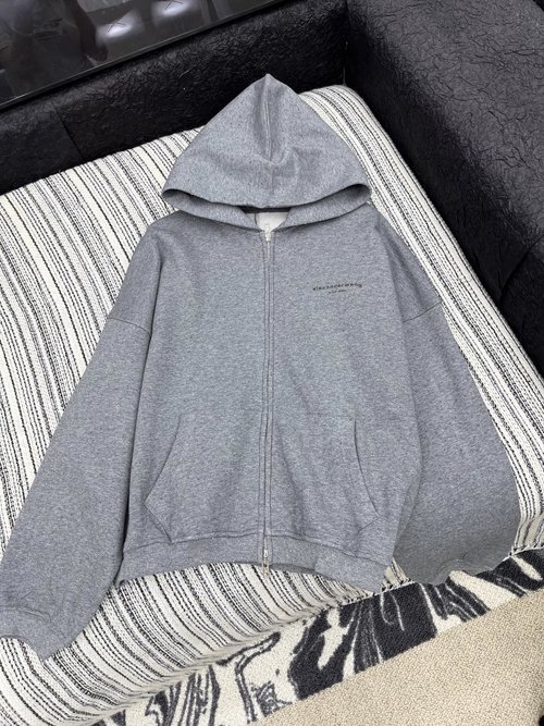 Alexander Wang Customized Cotton Threaded Hooded Fleece Sweatshirt in French Style